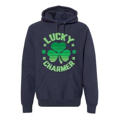 Vintage LUCKY CHARMER Shamrock St Patrick's Day Premium Hoodie