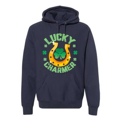 Vintage LUCKY CHARMER Shamrock St Patrick's Day Premium Hoodie