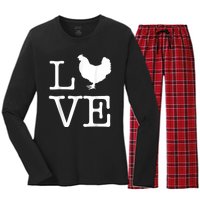 Vintage Love Chicken Novelty Funny Chicken Women's Long Sleeve Flannel Pajama Set 