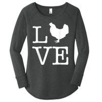 Vintage Love Chicken Novelty Funny Chicken Women's Perfect Tri Tunic Long Sleeve Shirt