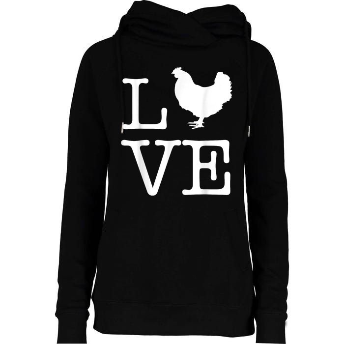 Vintage Love Chicken Novelty Funny Chicken Womens Funnel Neck Pullover Hood