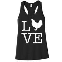 Vintage Love Chicken Novelty Funny Chicken Women's Racerback Tank