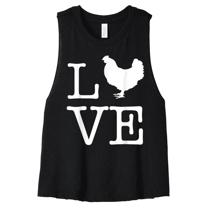 Vintage Love Chicken Novelty Funny Chicken Women's Racerback Cropped Tank