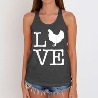 Vintage Love Chicken Novelty Funny Chicken Women's Knotted Racerback Tank