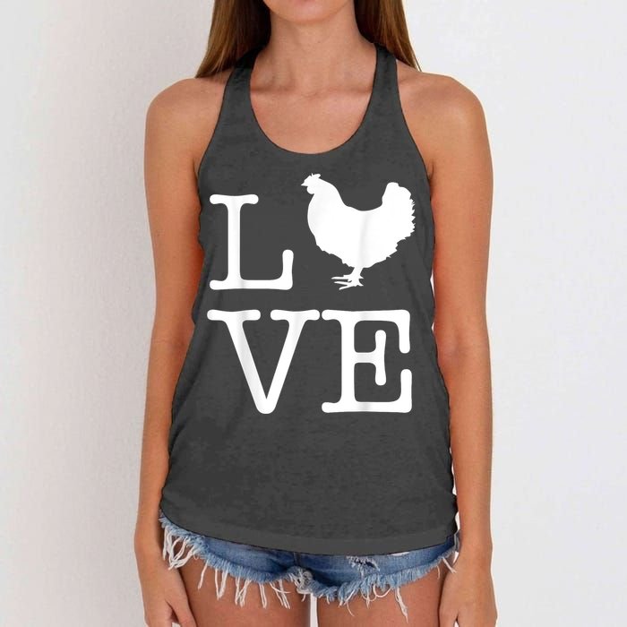 Vintage Love Chicken Novelty Funny Chicken Women's Knotted Racerback Tank