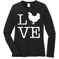 Vintage Love Chicken Novelty Funny Chicken Ladies Long Sleeve Shirt