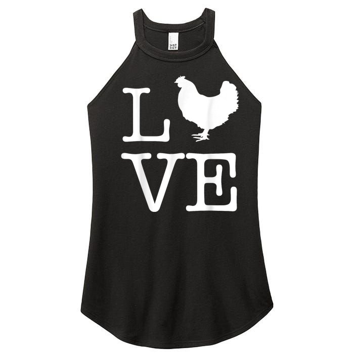 Vintage Love Chicken Novelty Funny Chicken Women's Perfect Tri Rocker Tank