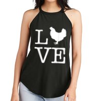 Vintage Love Chicken Novelty Funny Chicken Women's Perfect Tri Rocker Tank