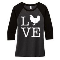 Vintage Love Chicken Novelty Funny Chicken Women's Tri-Blend 3/4-Sleeve Raglan Shirt