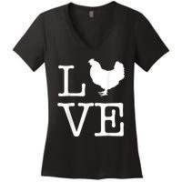 Vintage Love Chicken Novelty Funny Chicken Women's V-Neck T-Shirt