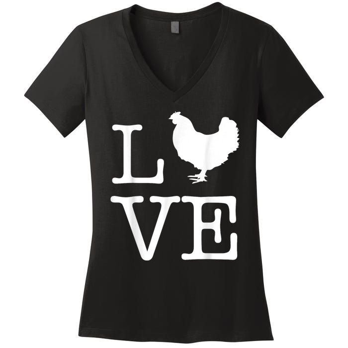 Vintage Love Chicken Novelty Funny Chicken Women's V-Neck T-Shirt