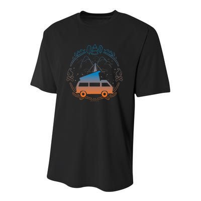 Van Life Design Vanagon Van Bus Dipper Campfire Camping Youth Performance Sprint T-Shirt