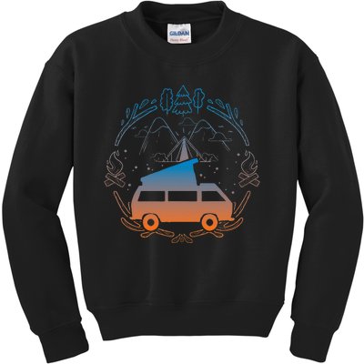 Van Life Design Vanagon Van Bus Dipper Campfire Camping Kids Sweatshirt