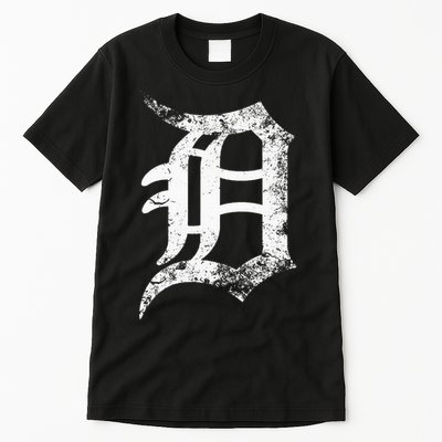 Vintage Letter D Detroit Michigan 313 Area Code White Tall T-Shirt