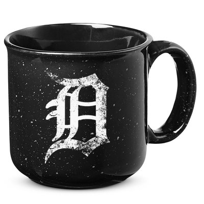 Vintage Letter D Detroit Michigan 313 Area Code White 15oz Campfire Ceramic Mug