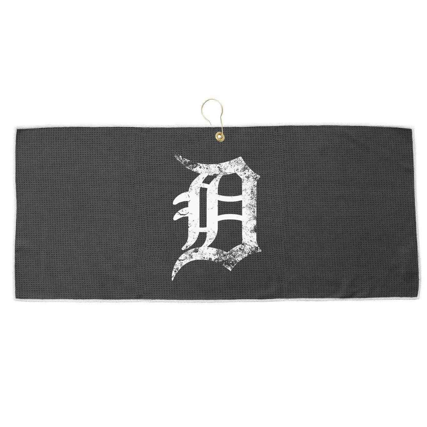 Vintage Letter D Detroit Michigan 313 Area Code White Large Microfiber Waffle Golf Towel