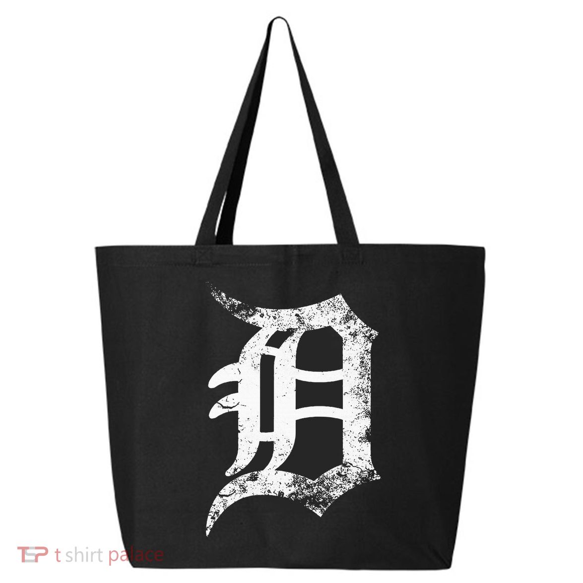 Vintage Letter D Detroit Michigan 313 Area Code White 25L Jumbo Tote