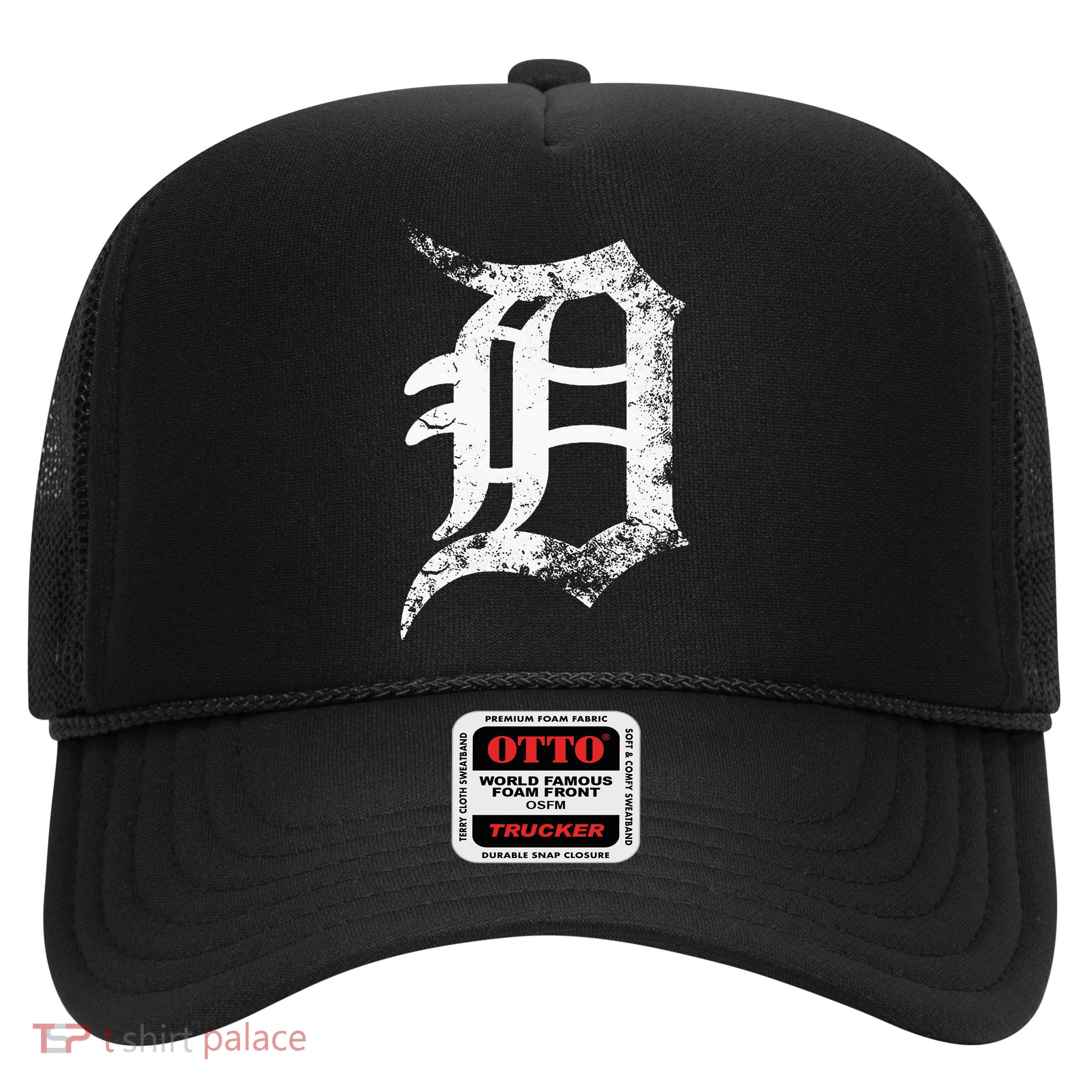 Vintage Letter D Detroit Michigan 313 Area Code White Trucker Hat