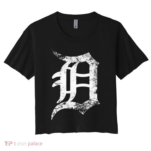Vintage Letter D Detroit Michigan 313 Area Code White Crop Top