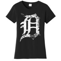 Vintage Letter D Detroit Michigan 313 Area Code White Women's T-Shirt