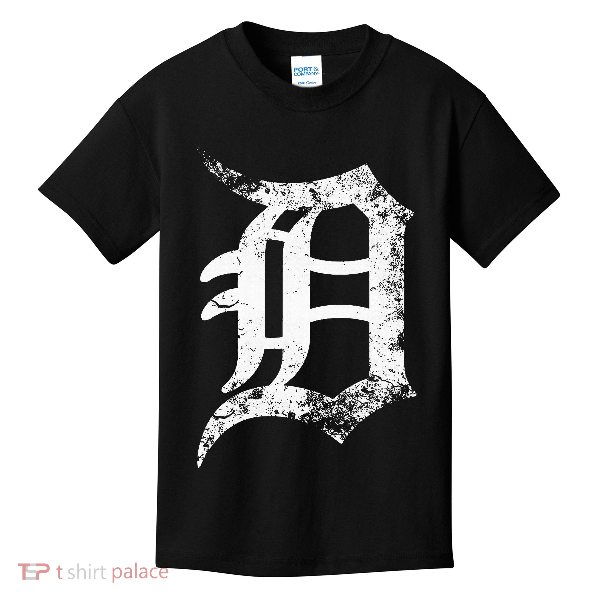 Vintage Letter D Detroit Michigan 313 Area Code White Kids T-Shirt