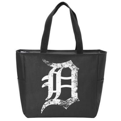 Vintage Letter D Detroit Michigan 313 Area Code White Zip Tote Bag