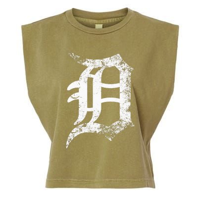 Vintage Letter D Detroit Michigan 313 Area Code White Garment-Dyed Women's Muscle Tee