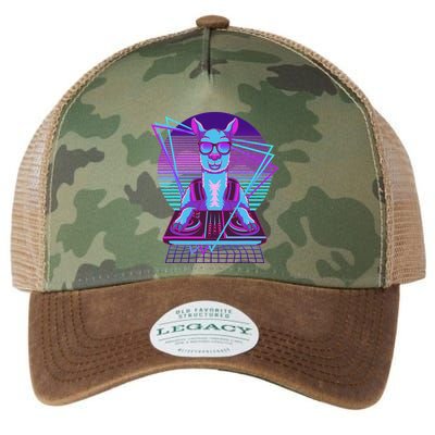 Vaporwave Llama Dj Turntable Sunglass Llama Legacy Tie Dye Trucker Hat