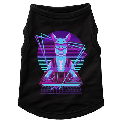 Vaporwave Llama Dj Turntable Sunglass Llama Doggie Tank