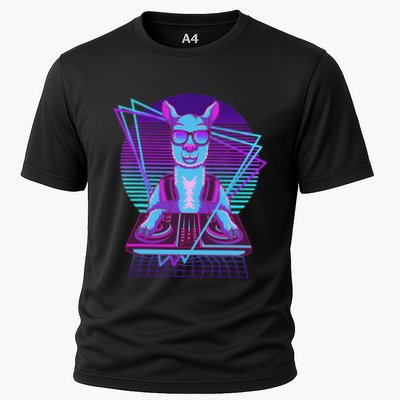 Vaporwave Llama Dj Turntable Sunglass Llama Performance Shirt