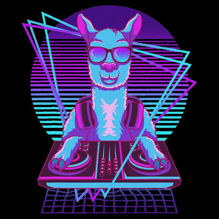 Vaporwave Llama Dj Turntable Sunglass Llama Cooling Performance Crew T-Shirt