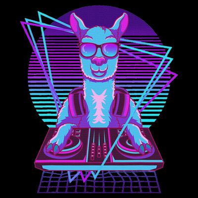 Vaporwave Llama Dj Turntable Sunglass Llama T-Shirt