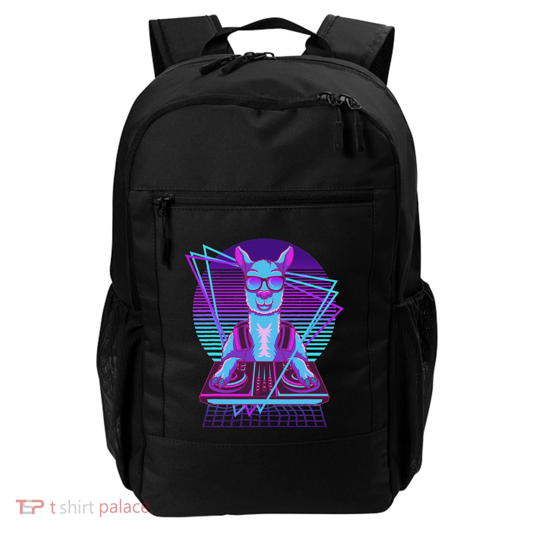 Vaporwave Llama Dj Turntable Sunglass Llama Daily Commute Backpack