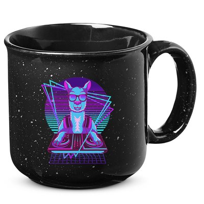 Vaporwave Llama Dj Turntable Sunglass Llama 15oz Campfire Ceramic Mug