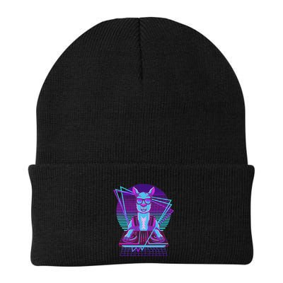 Vaporwave Llama Dj Turntable Sunglass Llama Beanie