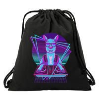 Vaporwave Llama Dj Turntable Sunglass Llama Drawstring Bag
