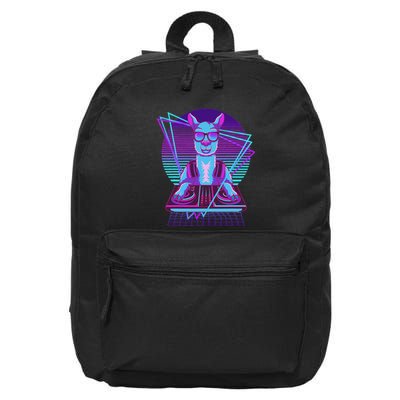 Vaporwave Llama Dj Turntable Sunglass Llama 16 in Basic Backpack