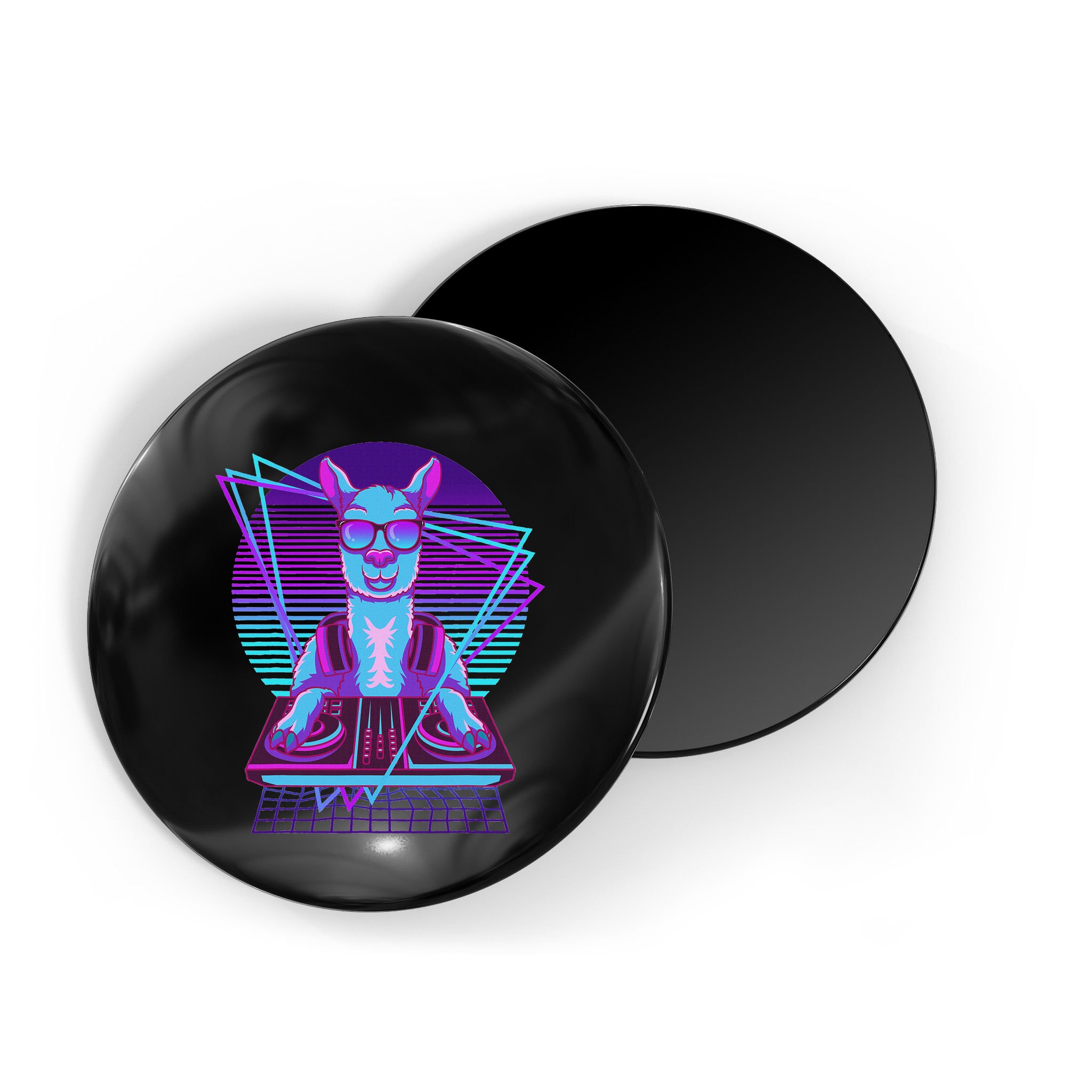 Vaporwave Llama Dj Turntable Sunglass Llama Magnet