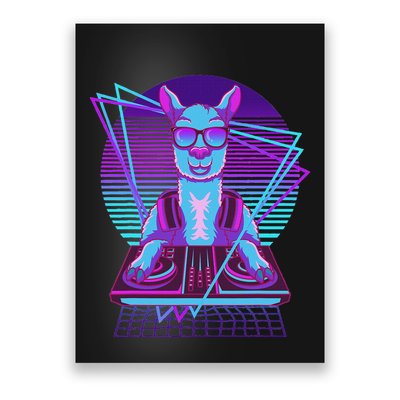 Vaporwave Llama Dj Turntable Sunglass Llama Poster