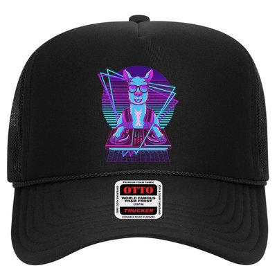 Vaporwave Llama Dj Turntable Sunglass Llama Trucker Hat