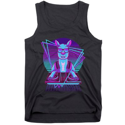 Vaporwave Llama Dj Turntable Sunglass Llama Tank Top