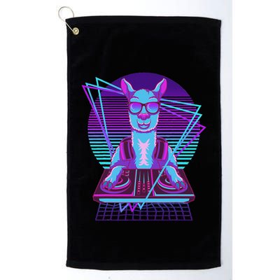 Vaporwave Llama Dj Turntable Sunglass Llama Golf Towel