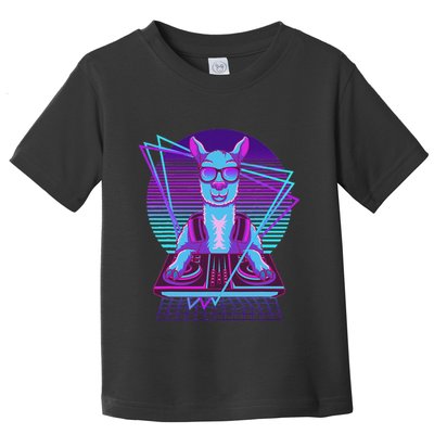 Vaporwave Llama Dj Turntable Sunglass Llama Toddler T-Shirt