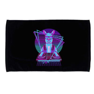 Vaporwave Llama Dj Turntable Sunglass Llama Microfiber Hand Towel