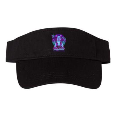Vaporwave Llama Dj Turntable Sunglass Llama Visor