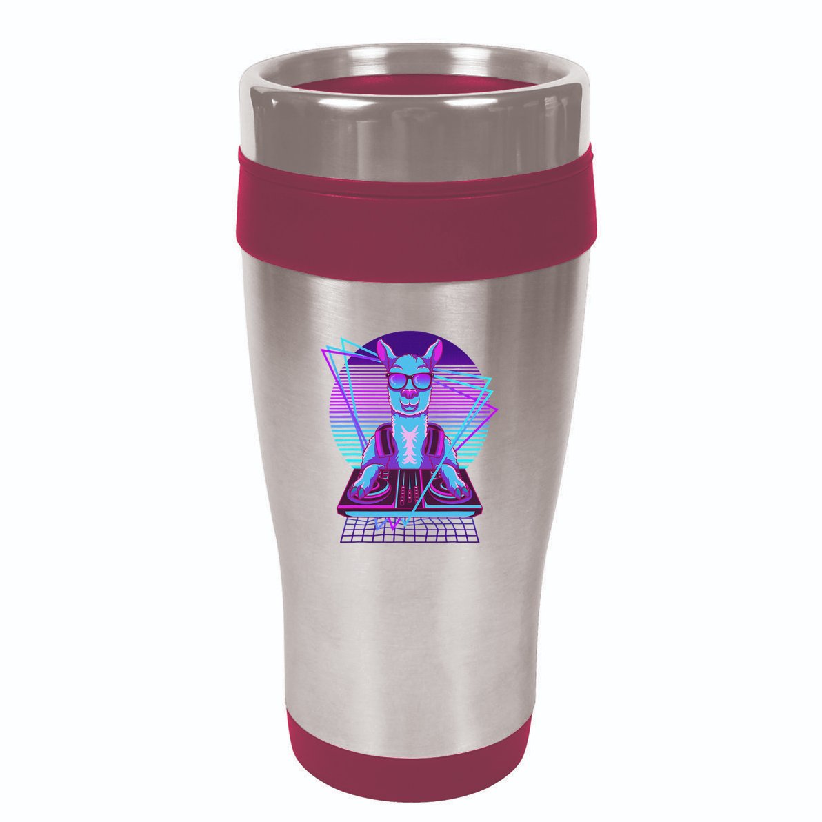 Vaporwave Llama Dj Turntable Sunglass Llama 16oz Travel Tumbler