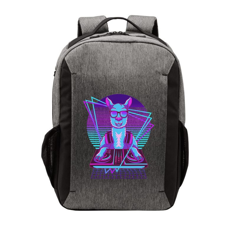 Vaporwave Llama Dj Turntable Sunglass Llama Vector Backpack