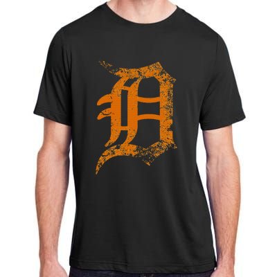 Vintage Letter D Detroit Michigan 313 Area Code Orange Adult ChromaSoft Performance T-Shirt