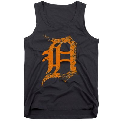 Vintage Letter D Detroit Michigan 313 Area Code Orange Tank Top