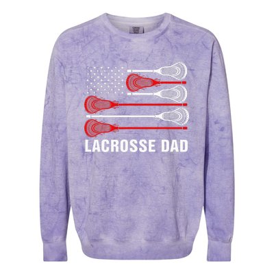 Vintage Lacrosse Dad Lax Dad Usa Flag Patriotic Colorblast Crewneck Sweatshirt